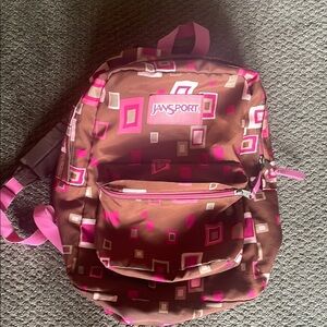 Jansport Pink and Brown Geometric Backpack